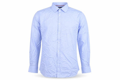 Marks & Spencer Men's Blue Cotton Long Sleeve Slim Fit Shirt 17.25