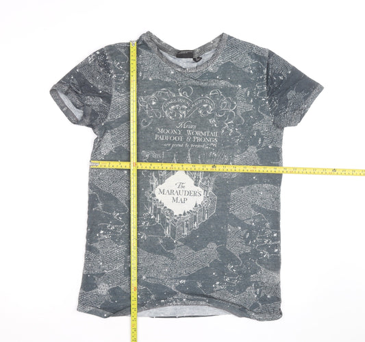 Harry Potter Men's Grey Marauder's Map T-Shirt Size S Regular Fit