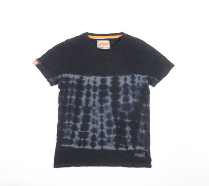 Superdry Men's Black Tie Dye Vintage Slim Fit T-Shirt Size S