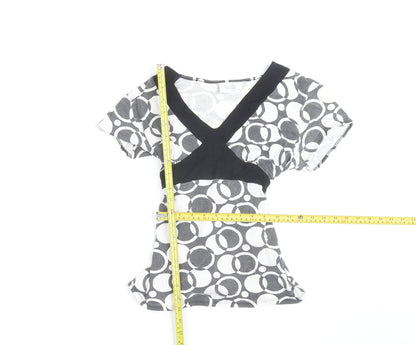 Wallis Petite Women's Black & White Geometric Wrap Blouse Size 12