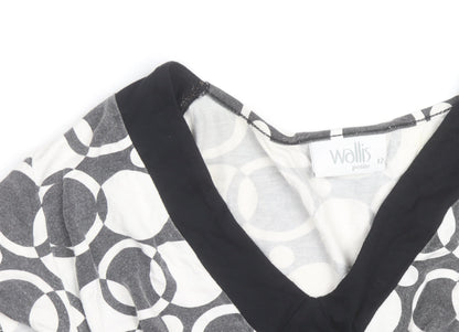 Wallis Petite Women's Black & White Geometric Wrap Blouse Size 12