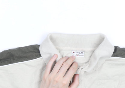 Gola Men’s Beige Colourblock Polo Shirt Size L Short Sleeve Cotton