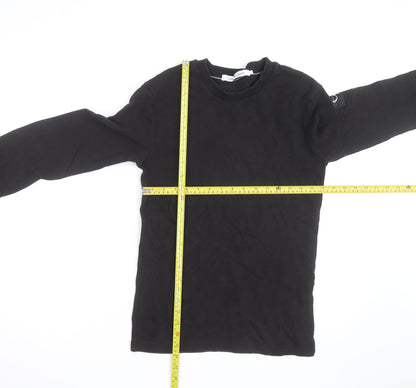 Calvin Klein Jeans Men's Black Waffle-Knit Cotton Jumper S