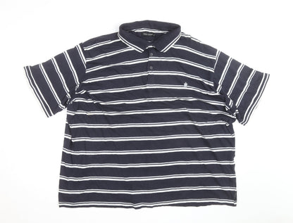 French Connection Men's Blue Striped 3XL Polo Shirt