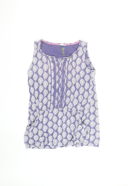 White Stuff Womens Purple Leaf Print Sleeveless Tunic Top Size 12