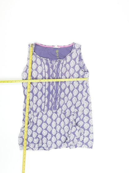 White Stuff Womens Purple Leaf Print Sleeveless Tunic Top Size 12