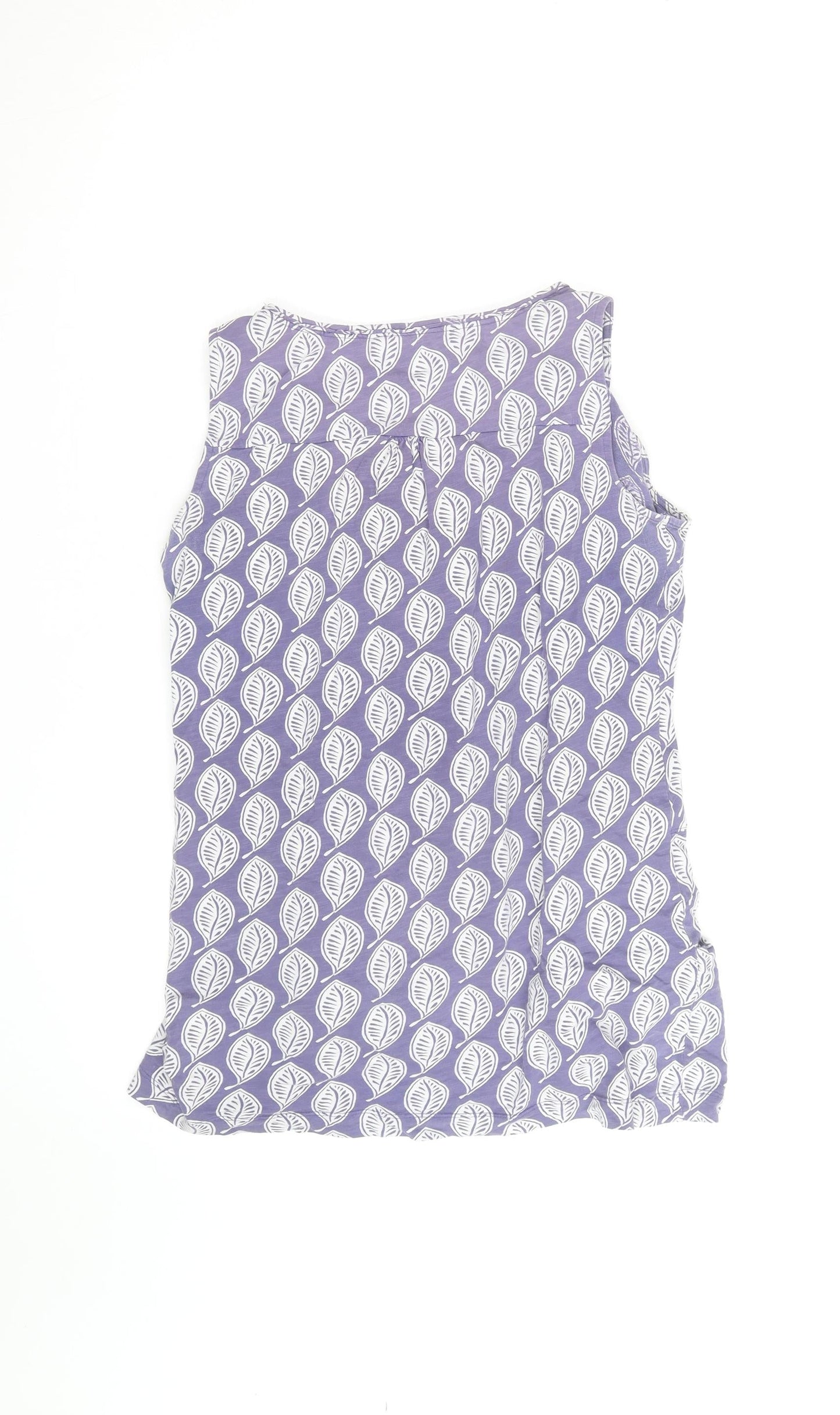 White Stuff Womens Purple Leaf Print Sleeveless Tunic Top Size 12