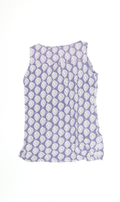 White Stuff Womens Purple Leaf Print Sleeveless Tunic Top Size 12