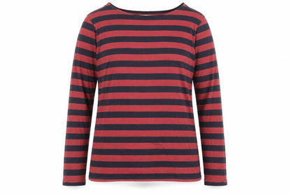 Seasalt Women’s Red Striped Organic Cotton Long Sleeve T-Shirt Size 8