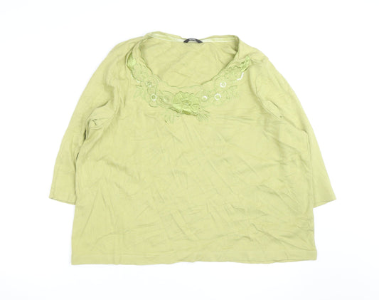 Marks and Spencer Women’s Green Embroidered Tunic Top UK 24 Cotton