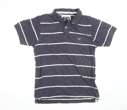 Crew Clothing Co Mens Navy Blue Striped Cotton Polo Shirt Size L