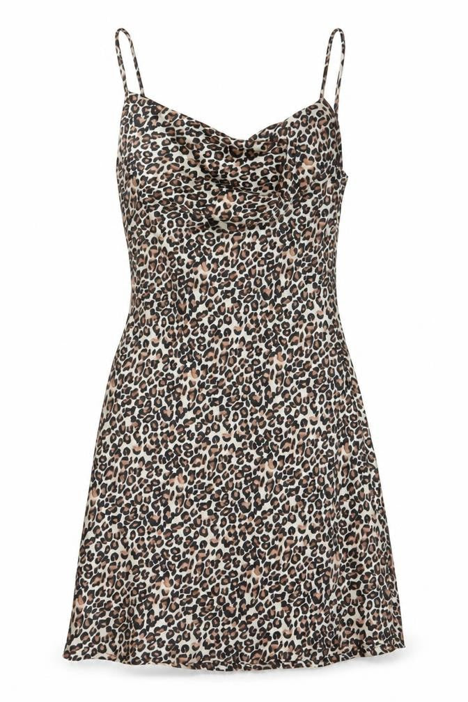 Wednesday's Girl Women's Brown Leopard Print XS Slip Dress
