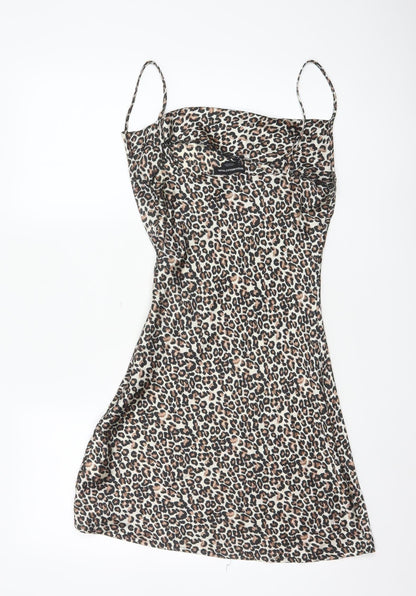 Wednesday's Girl Women's Brown Leopard Print XS Slip Dress