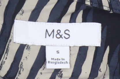 Marks and Spencer Men's Black Tropical Short Sleeve Button-Up Shirt Size S