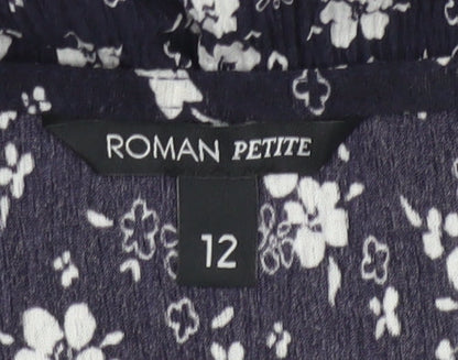 Roman Petite Women’s Blue Floral Fit & Flare Knee Length Dress Size 12