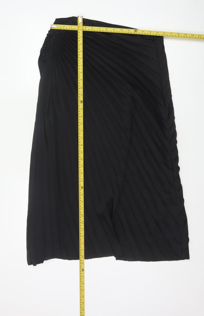 Marks and Spencer Women's Black Pleated Midi Skirt Size 12