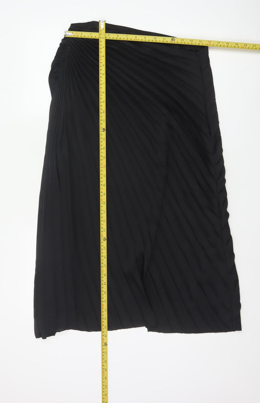 Marks and Spencer Women's Black Pleated Midi Skirt Size 12