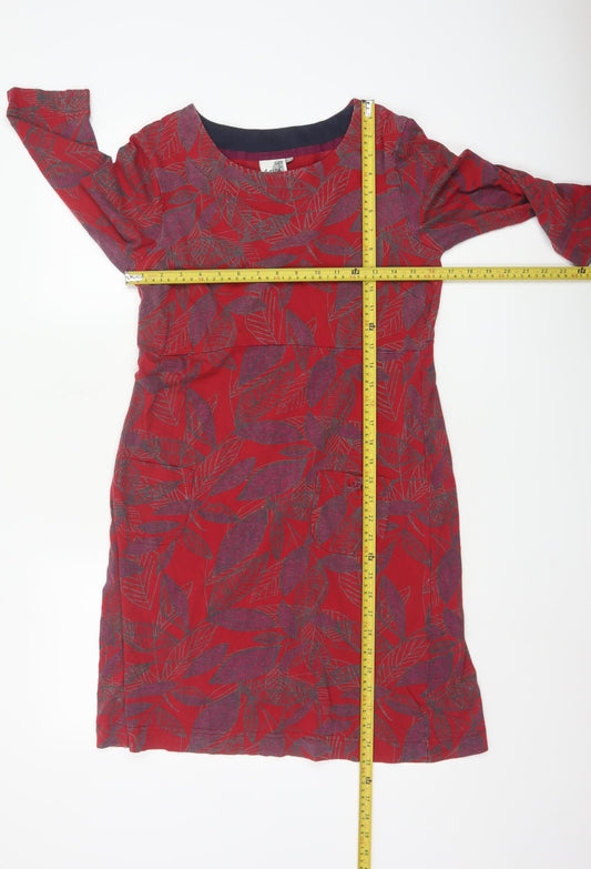 Weird Fish Women's Red Floral Cotton Shift Dress Size 12