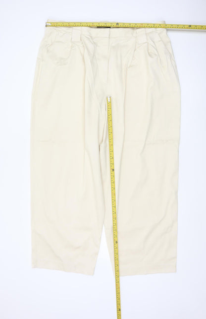 Marks and Spencer Women Beige Size 22 Regular Pleated Trousers