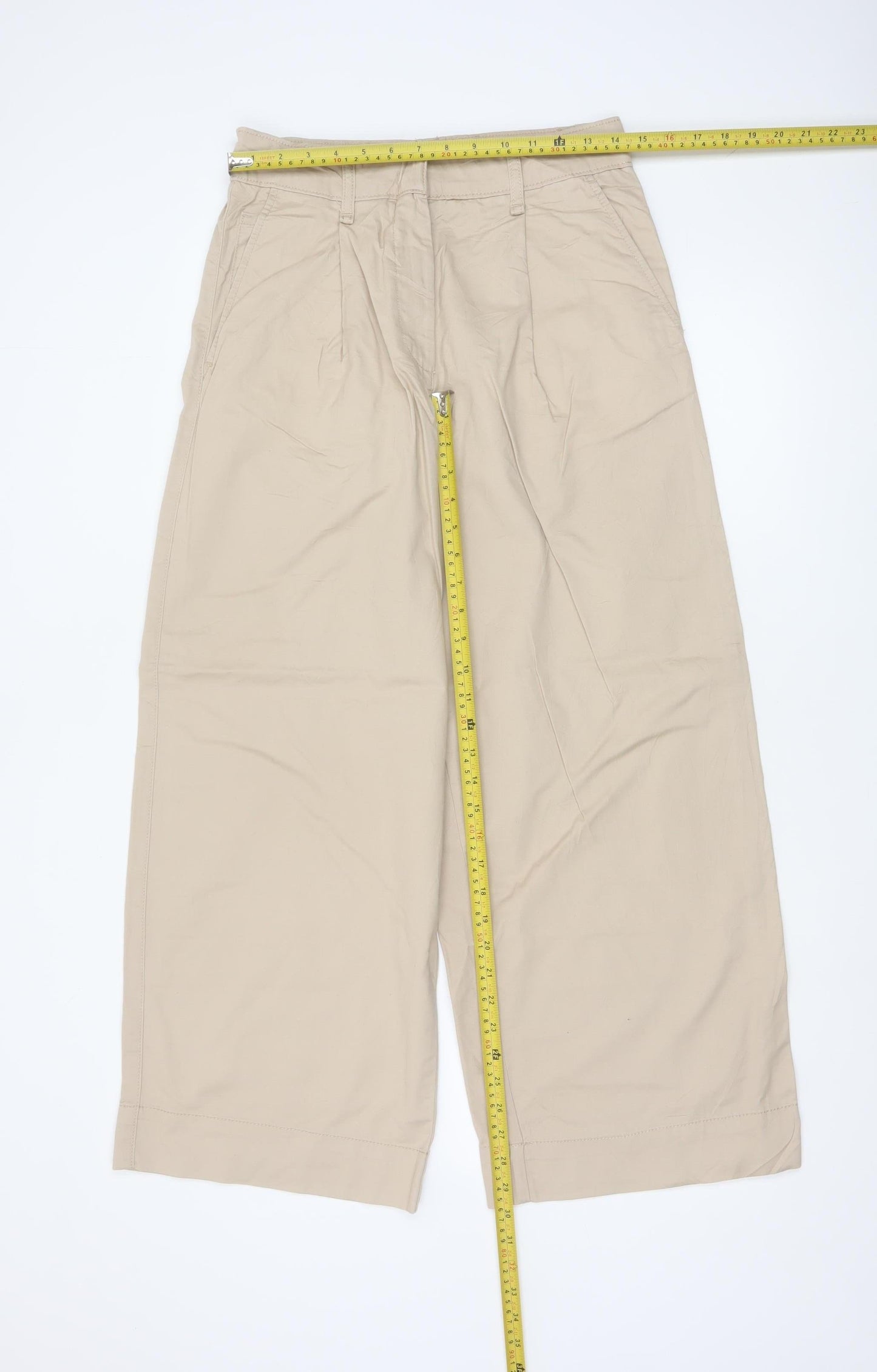 Marks and Spencer Womens Beige Chino Trousers Size 10 Short