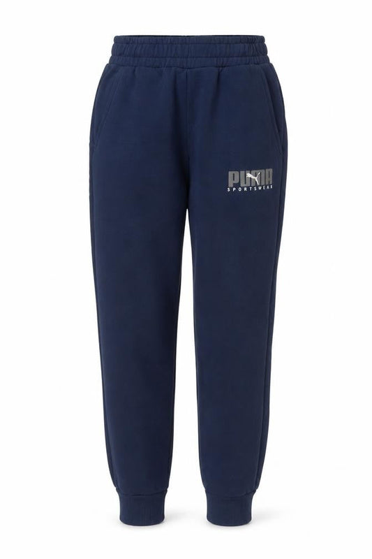 Puma Womens Navy Blue Small Jogger Sweatpants Elastic Waist Sportswear