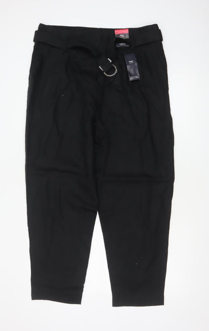Marks and Spencer Women’s Black Linen Tapered Trousers Size 18 Regular