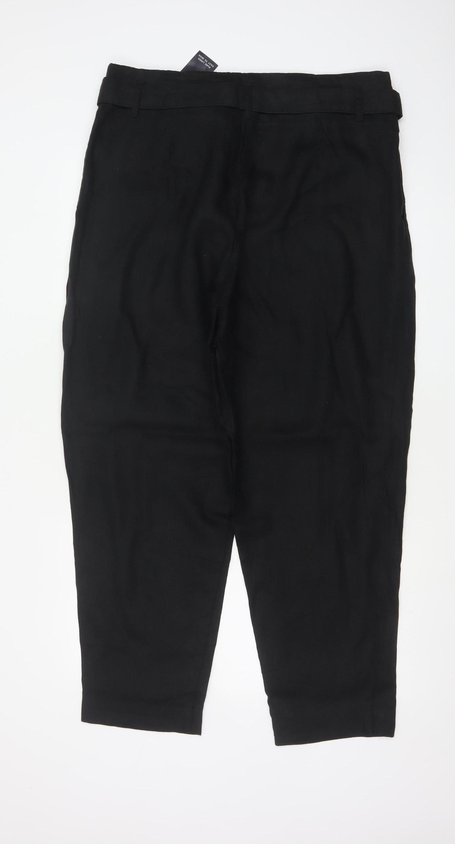Marks and Spencer Women’s Black Linen Tapered Trousers Size 18 Regular