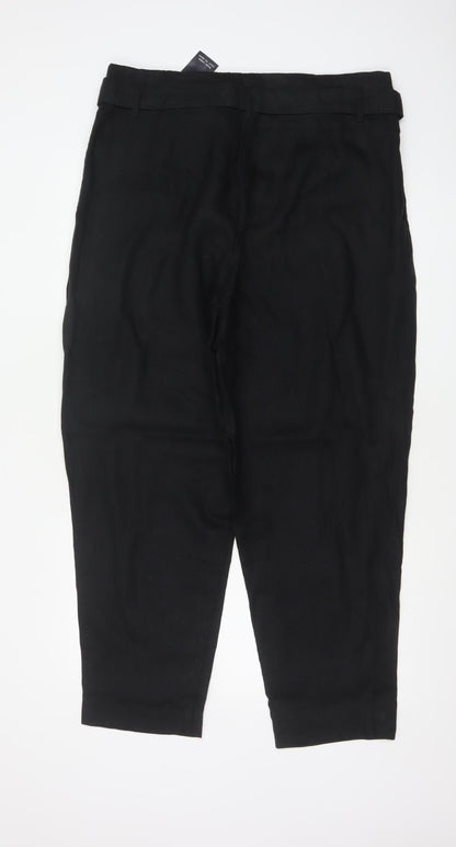 Marks and Spencer Women’s Black Linen Tapered Trousers Size 18 Regular