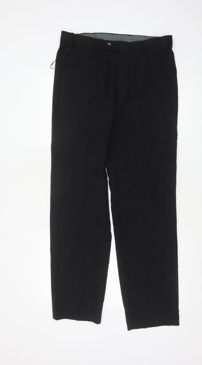 Marks and Spencer Men's Black 32x33 Tailored Dress Trousers