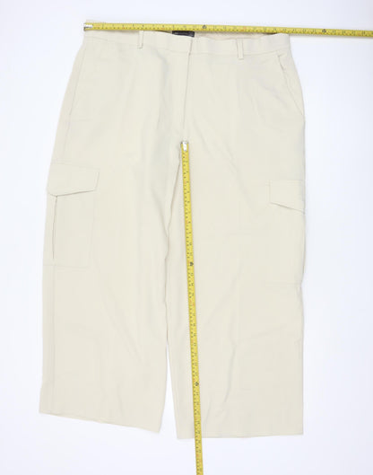 Marks and Spencer Women Beige Cargo Trousers Size 22 Regular Fit