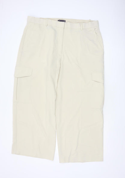 Marks and Spencer Women Beige Cargo Trousers Size 22 Regular Fit