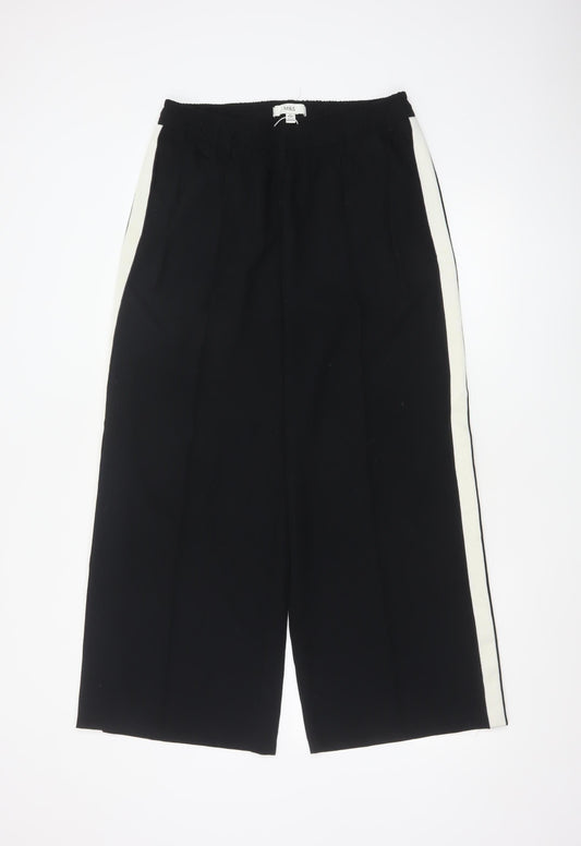 Marks and Spencer Women Black Wide-Leg Trousers Size 12 Short