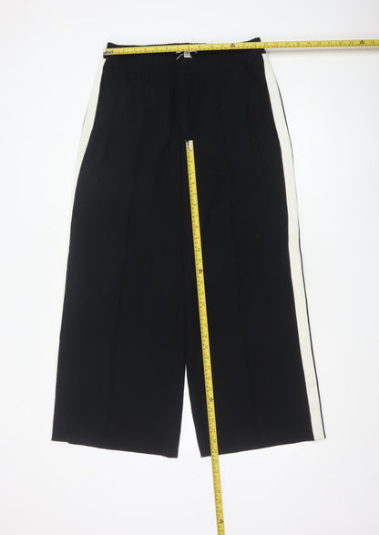 Marks and Spencer Women Black Wide-Leg Trousers Size 12 Short