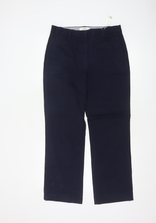Marks and Spencer Women Navy Blue Size 12 Short Chino Trousers