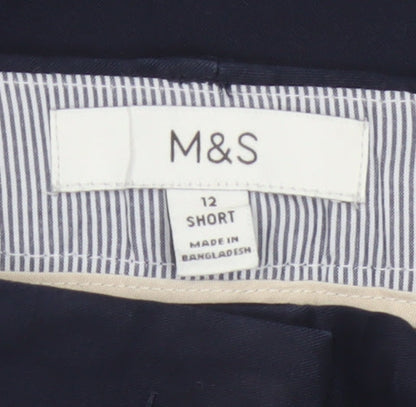 Marks and Spencer Women Navy Blue Size 12 Short Chino Trousers