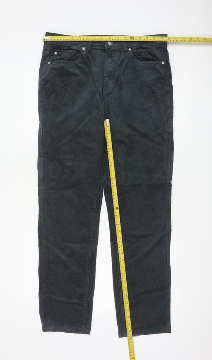 Marks and Spencer Women’s Black Corduroy Stretch Trousers Size 14 Regular