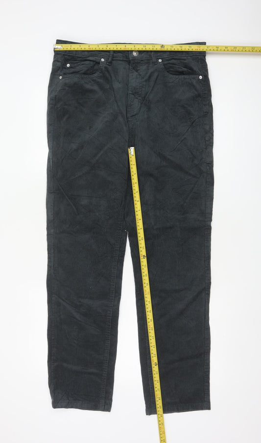 Marks and Spencer Women’s Black Corduroy Stretch Trousers Size 14 Regular