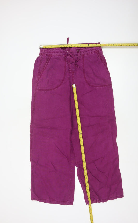Marks and Spencer Women’s Purple Linen Cropped Trousers Size 10
