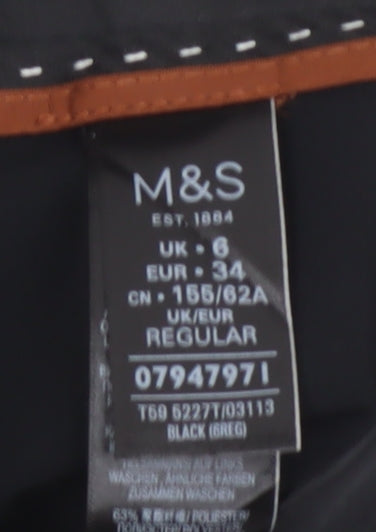 Marks and Spencer Women's Black Regular Slim Trousers Size 6