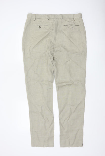 Marks and Spencer Men's Beige Linen Blend Tailored Chino Trousers 36L