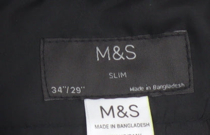 Marks and Spencer Men's Black Slim Fit Dress Pants 34x29