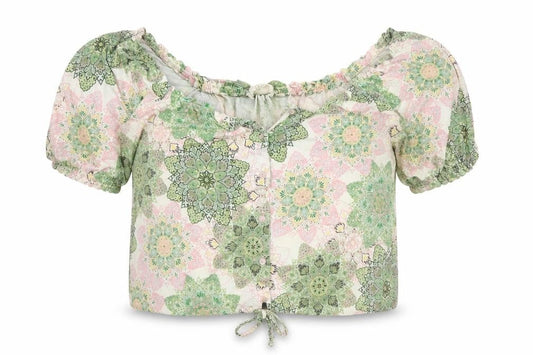 Fat Face Women’s Multicoloured Floral Cropped Blouse Size 10