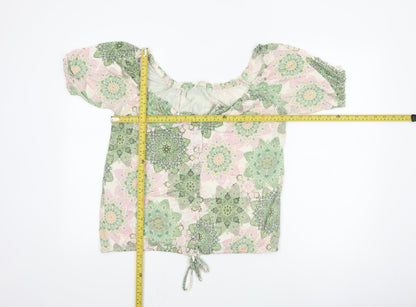 Fat Face Women’s Multicoloured Floral Cropped Blouse Size 10