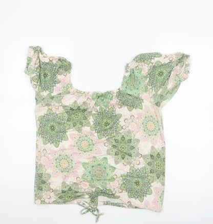 Fat Face Women’s Multicoloured Floral Cropped Blouse Size 10