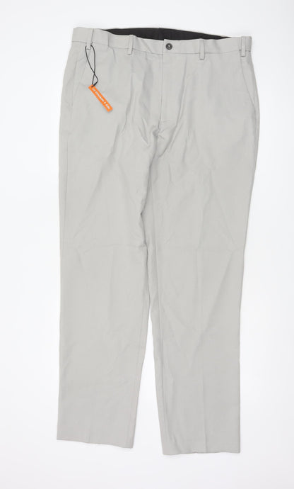 Marks and Spencer Men's Beige Regular Fit Chino Trousers 38x33
