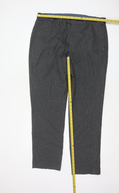 Marks and Spencer Men's Grey Regular Fit 38L Formal Trousers