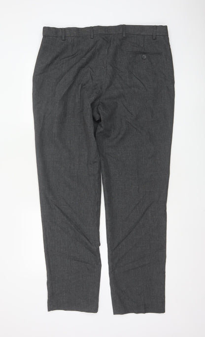 Marks and Spencer Men's Grey Regular Fit 38L Formal Trousers