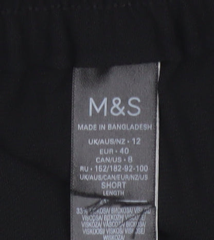 Marks and Spencer Womens Black Size 12 Wide-Leg Trousers