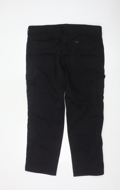 Lee Men’s Black Cargo Trousers W38 L30 Regular Straight Fit