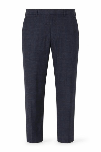 Marks and Spencer Men's Blue Check Regular Fit Dress Trousers 32S